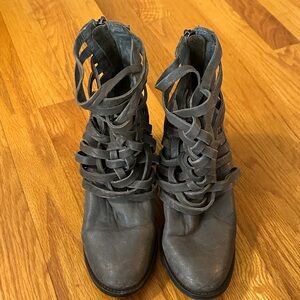 Free People Woven Leather Ankle Booties | Size 7.5